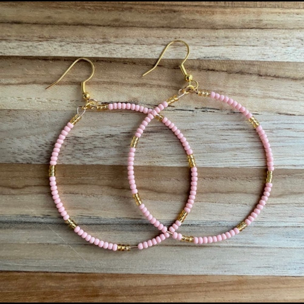 Handmade Beaded Hoop Earrings